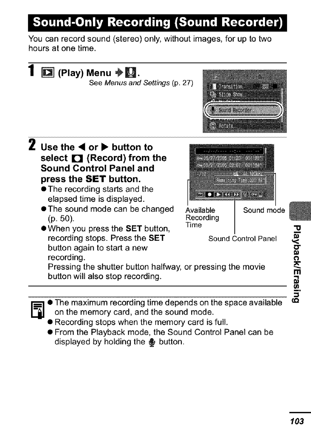 Canon S31S appendix Play Menu L 