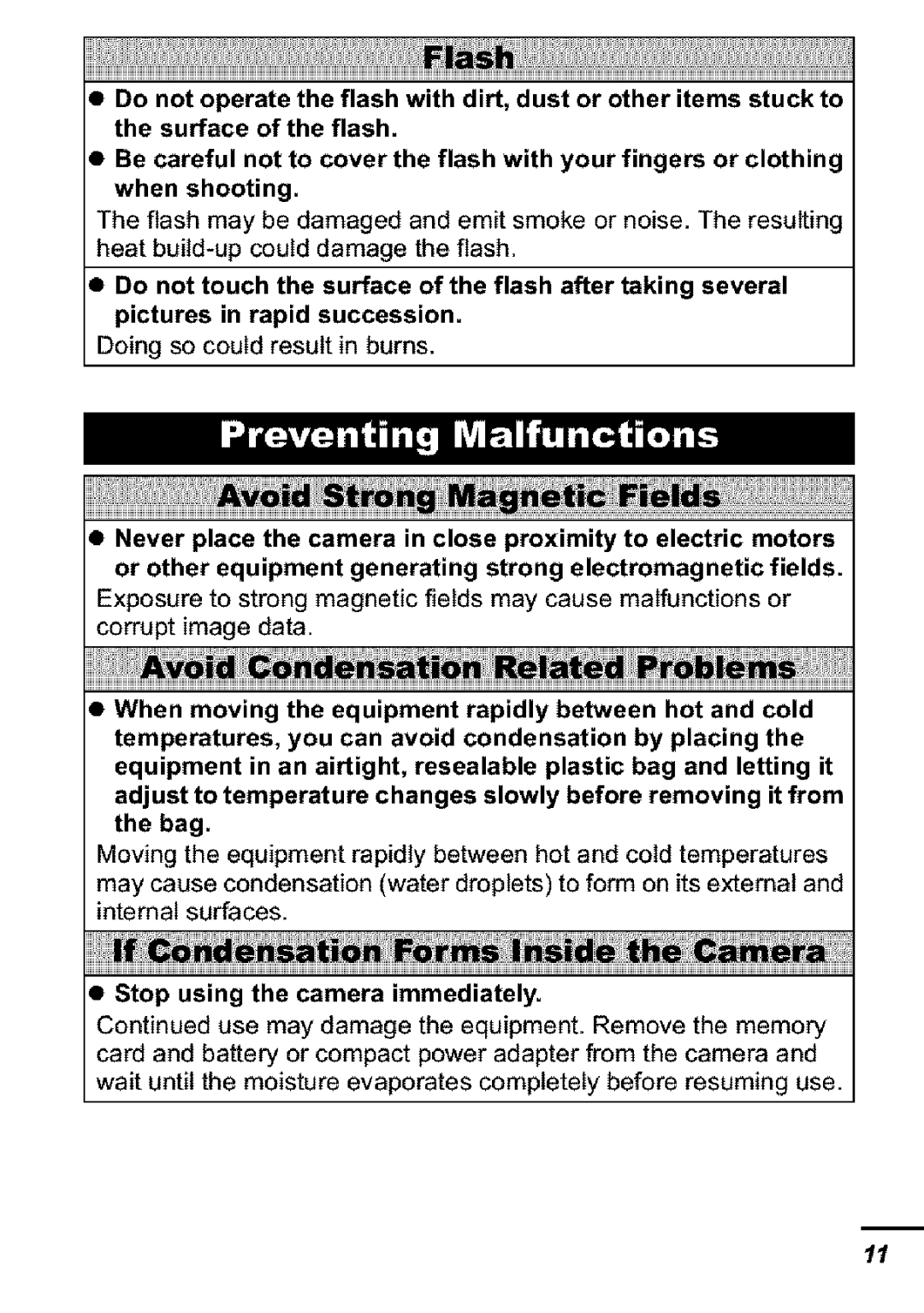 Canon S31S appendix IItrm, Stop using the camera immediately 