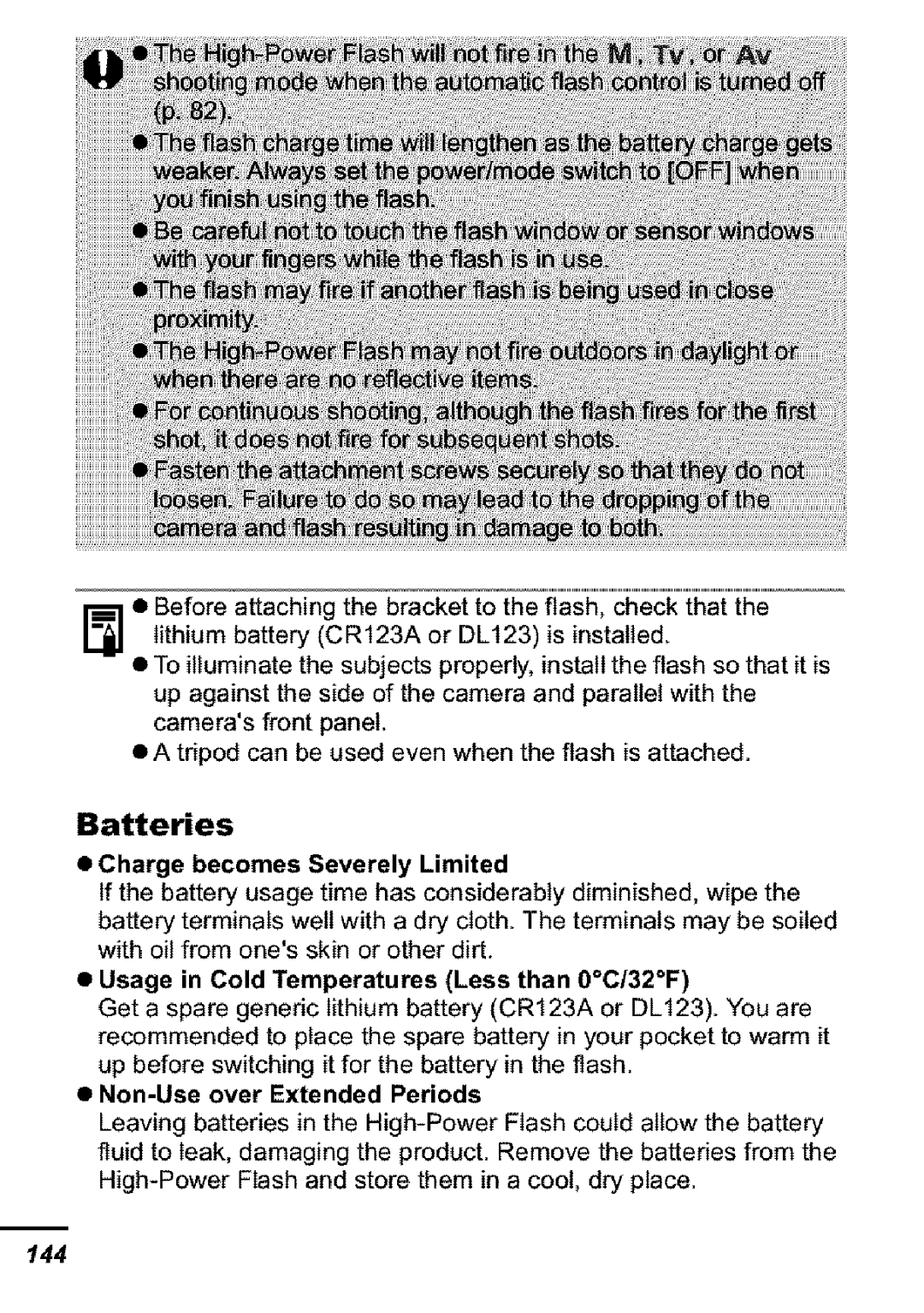 Canon S31S appendix Batteries, Charge becomes Severely Limited, Usage in Cold Temperatures Less than 0C/32F 