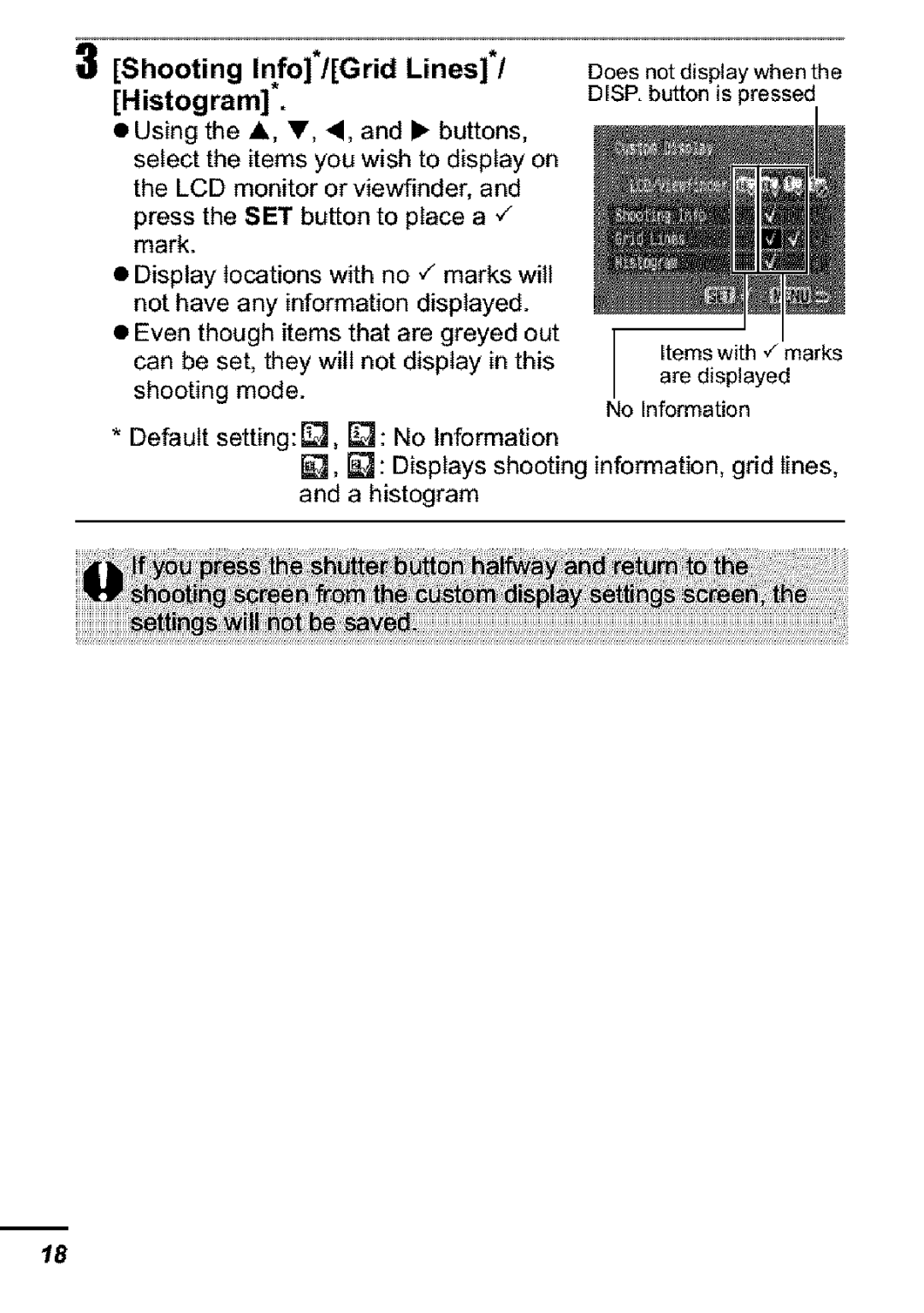 Canon S31S appendix Shooting Info*/Grid Lines 