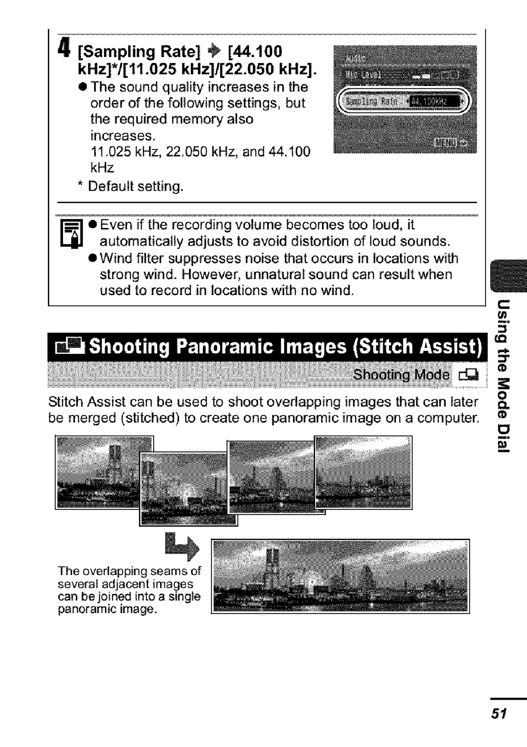 Canon S31S appendix Sampling Rate KHz*/11.025 kHz/22.050 kHz 