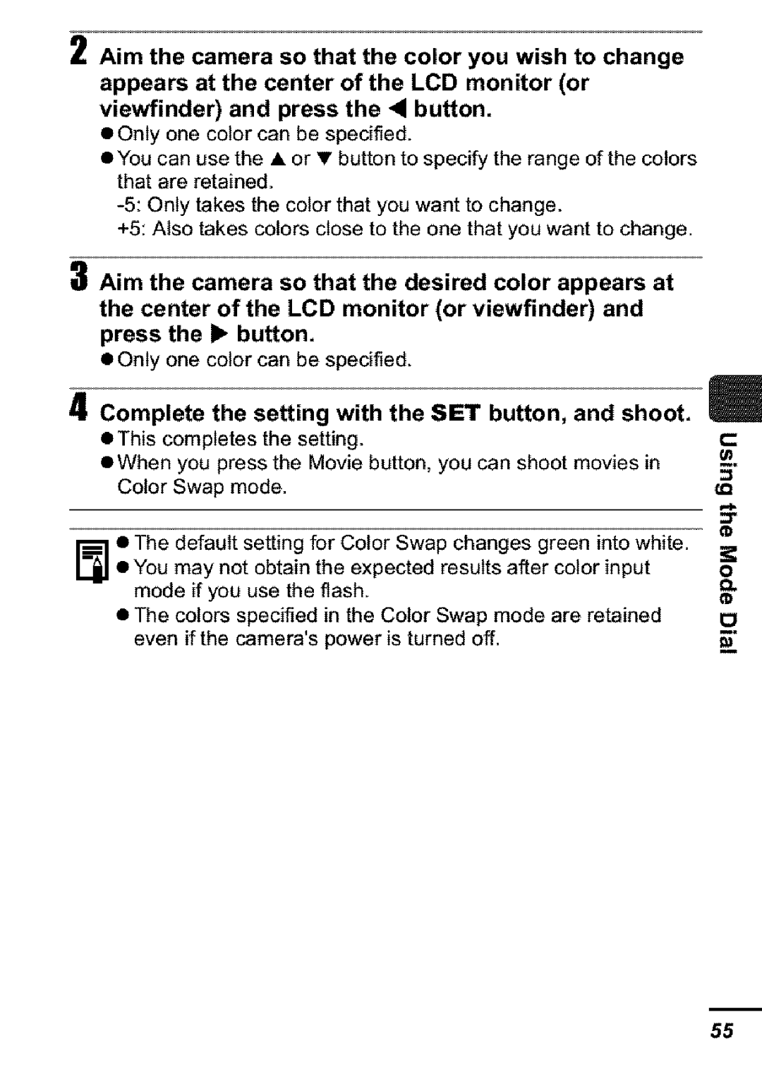 Canon S31S appendix Complete the setting with the SET button, and shoot 