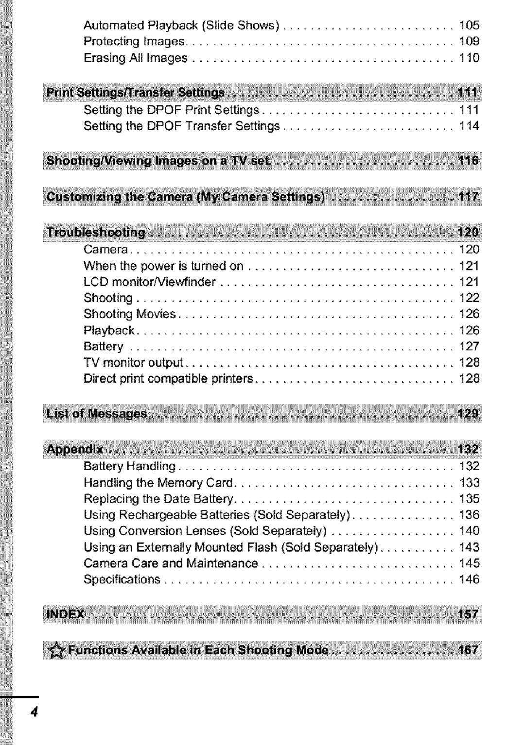 Canon S31S appendix 105, 109, 110, 111, 114 