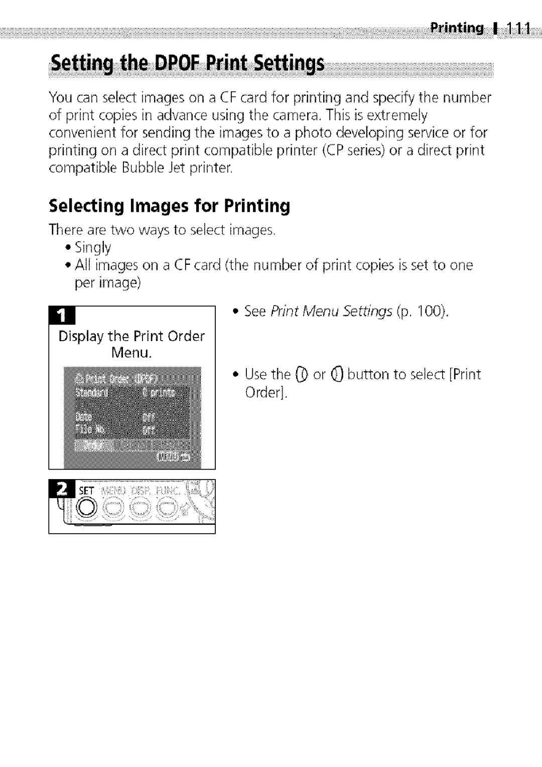 Canon S400 manual Selecting Images for Printing 