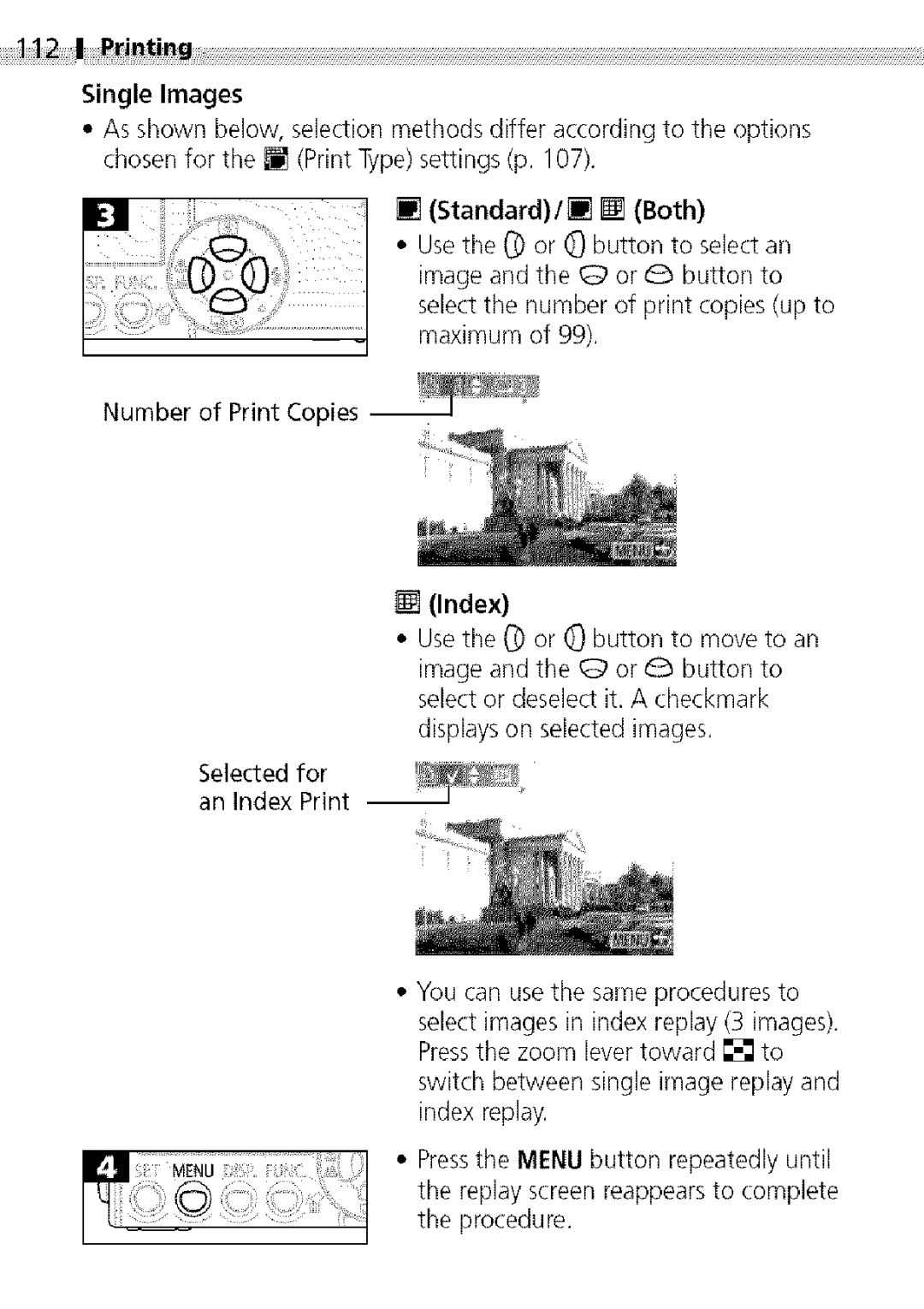 Canon S400 manual Single Images, StandardI Both 