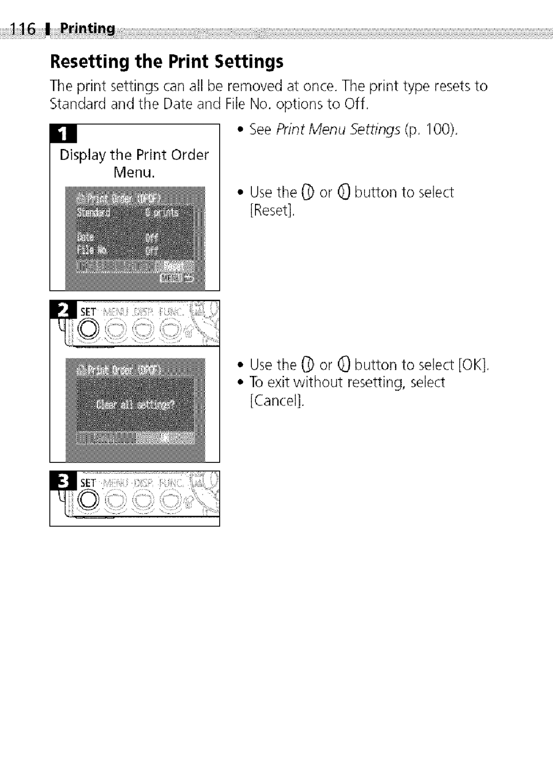 Canon S400 manual Resetting the Print Settings 