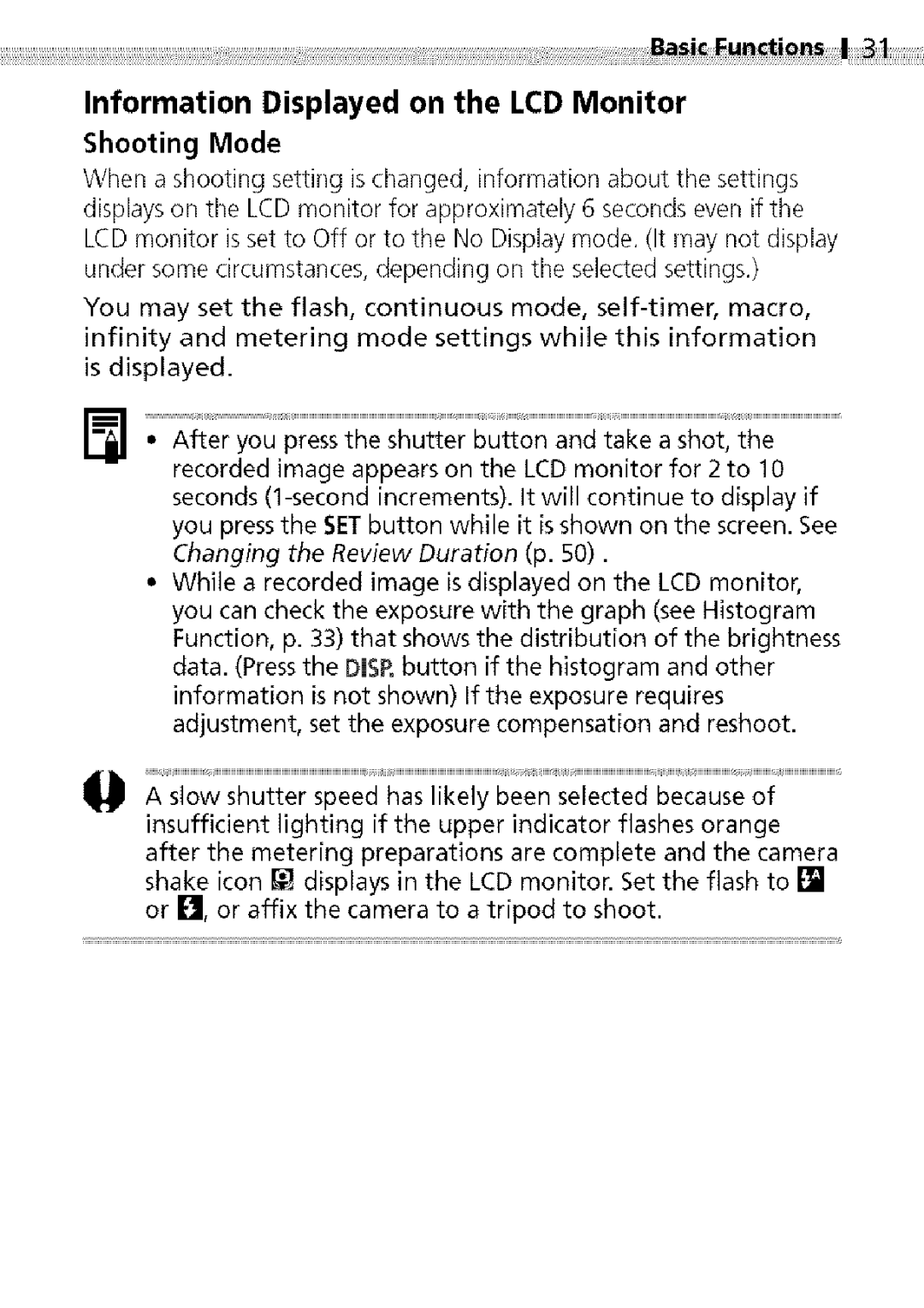 Canon S400 manual Information Displayed on the LCD Monitor, Unctions 