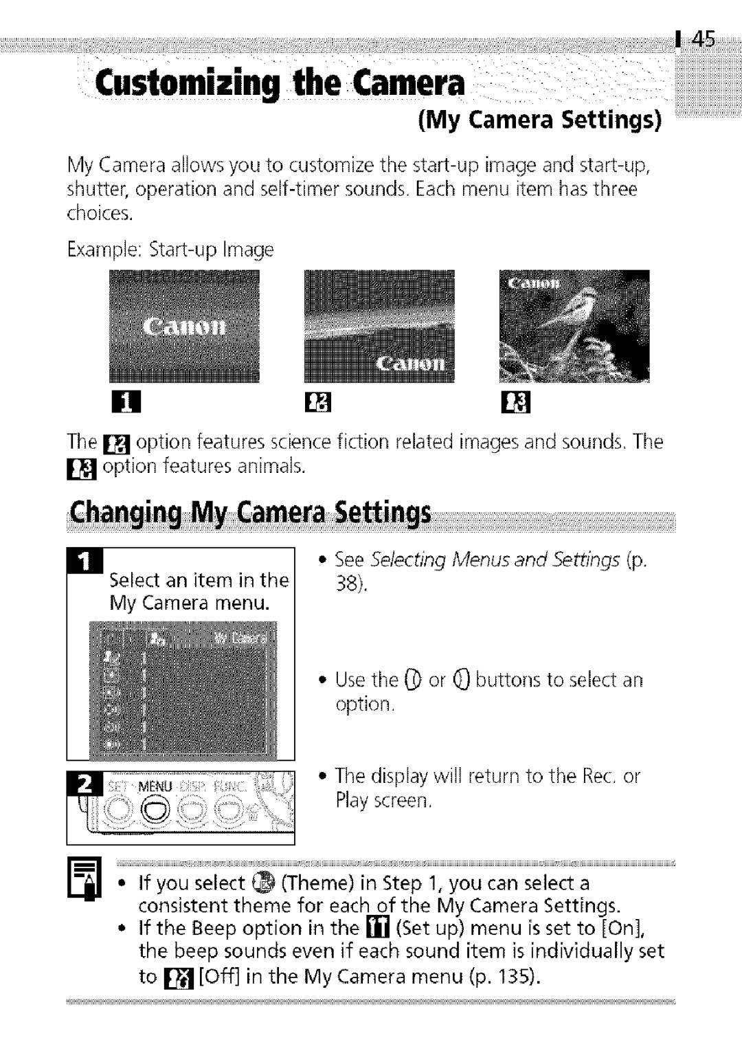 Canon S400 manual Customizing the Camera, My Camera Settings 