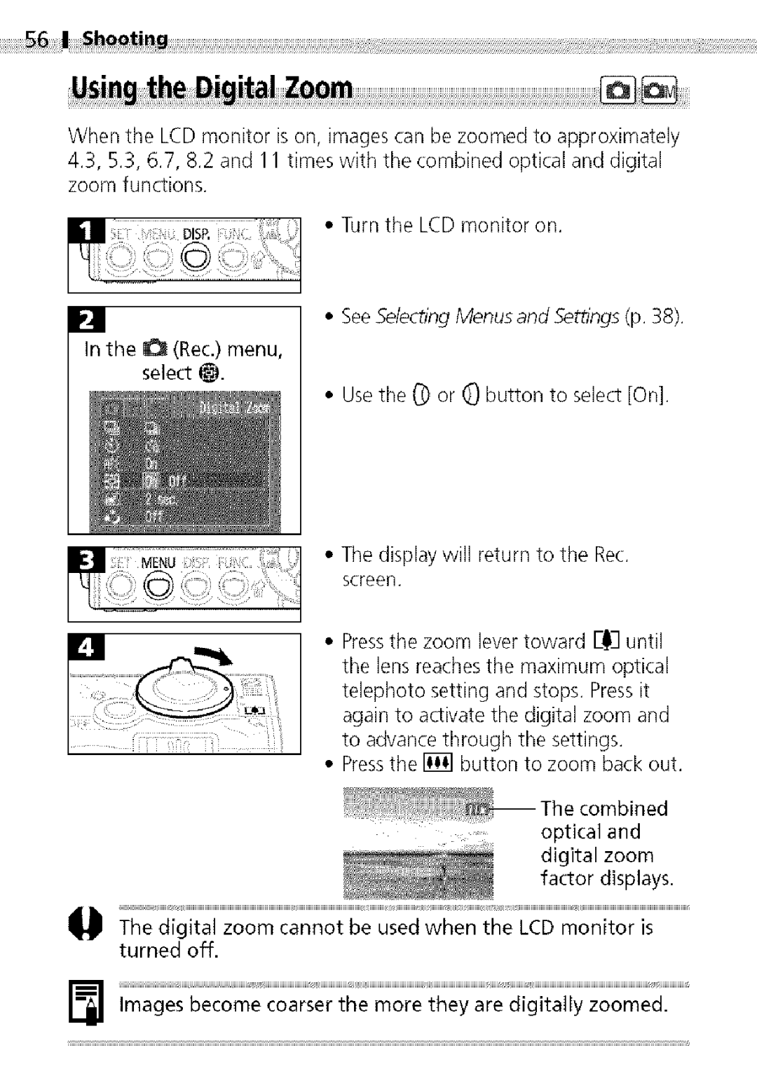 Canon S400 manual SeeSelec?ingMenus and Settings p 