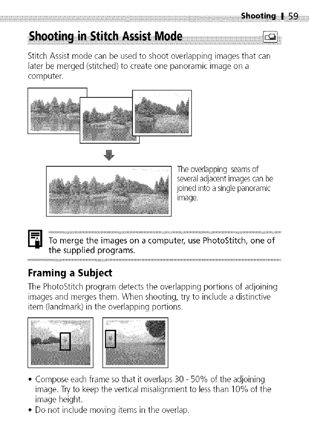 Canon S400 manual Thesuppliedprograms, Framing a Subject 