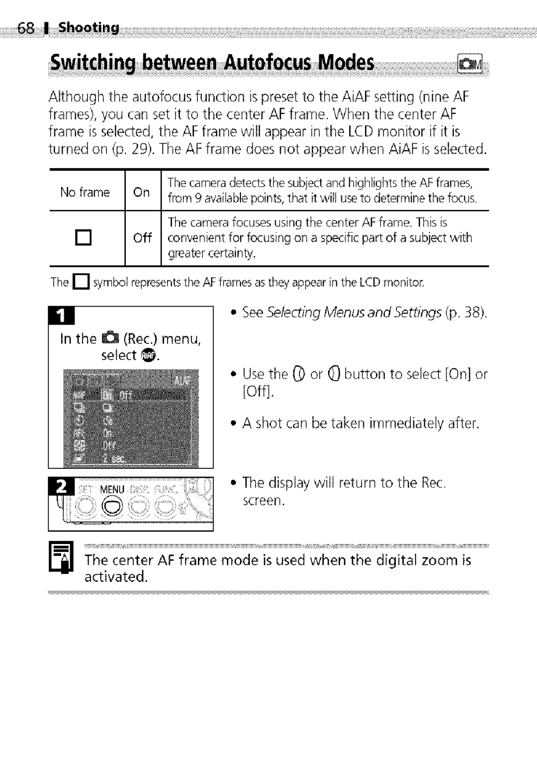 Canon S400 manual SeeSelecting Menus and Settings p 