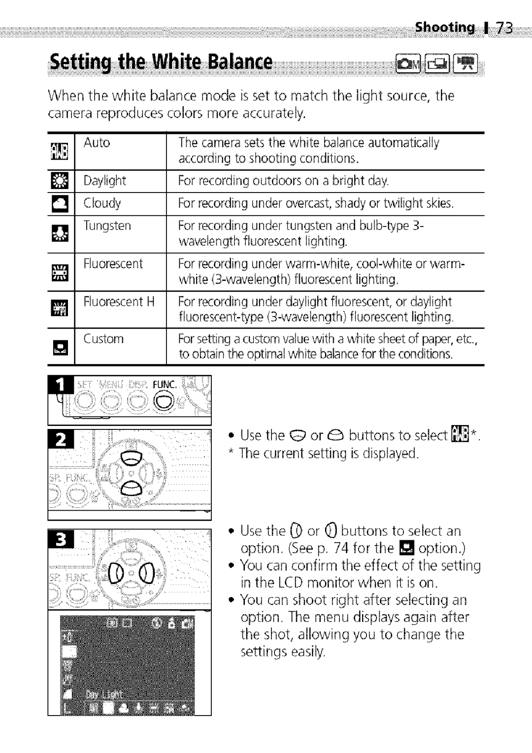 Canon S400 manual Camerareproducescolorsmoreaccurately, Auto Thecamerasetsthewhitebalanceautomatically 