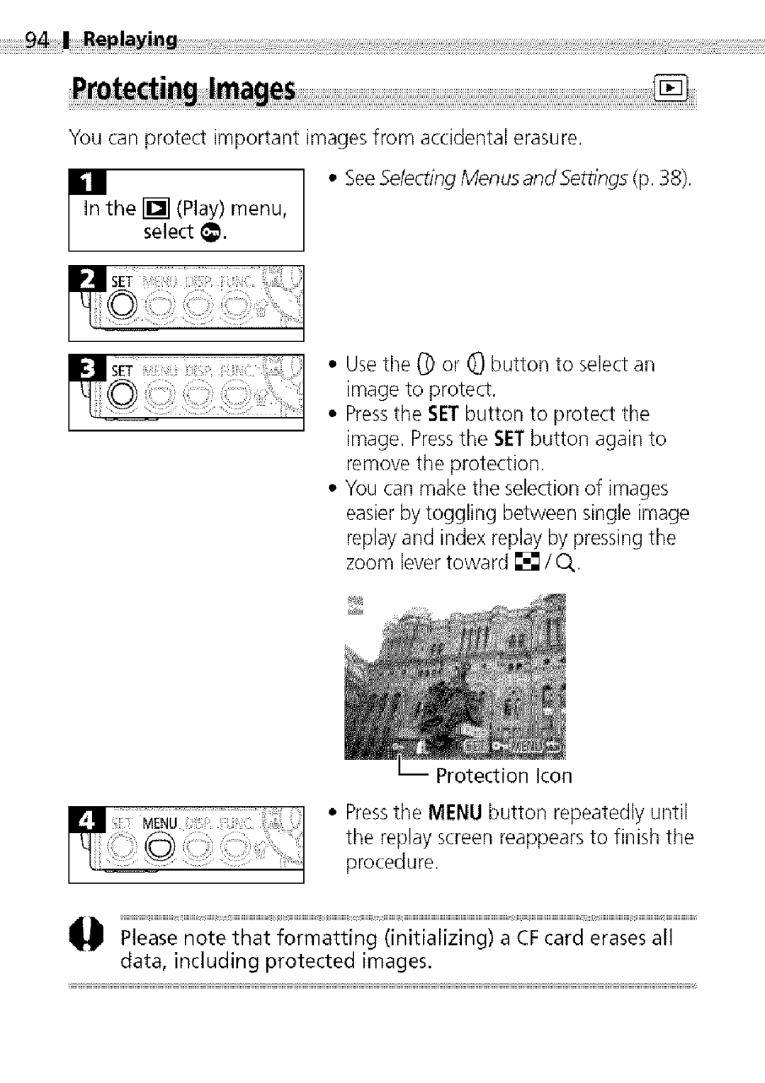 Canon S400 manual SeeSelecting MenusandSettings p 