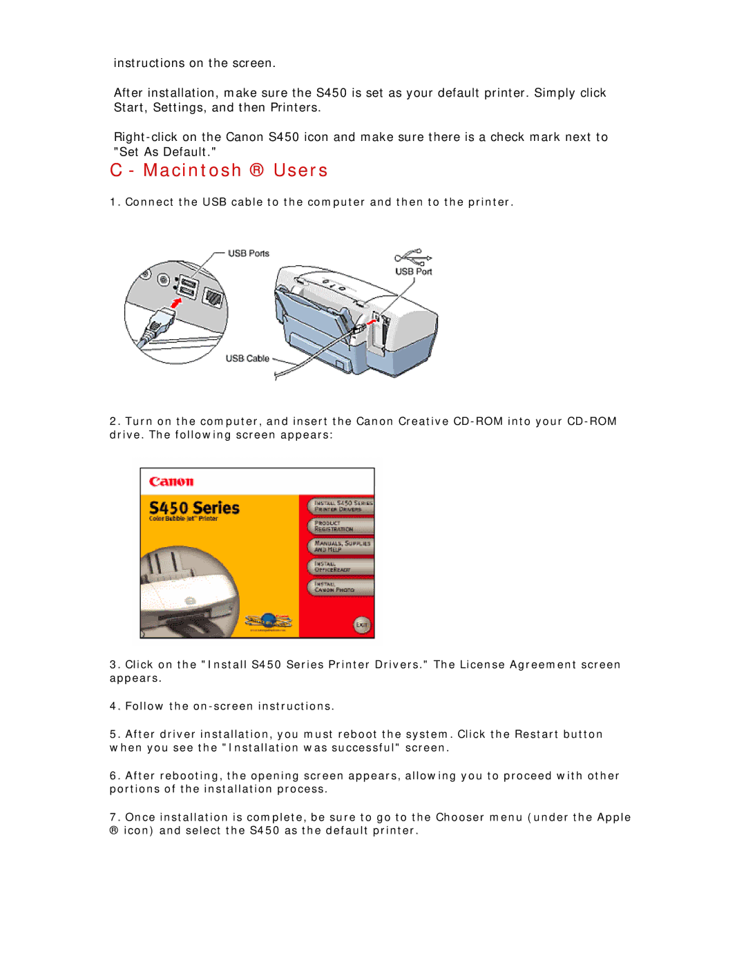 Canon S450 manual Macintosh Users 