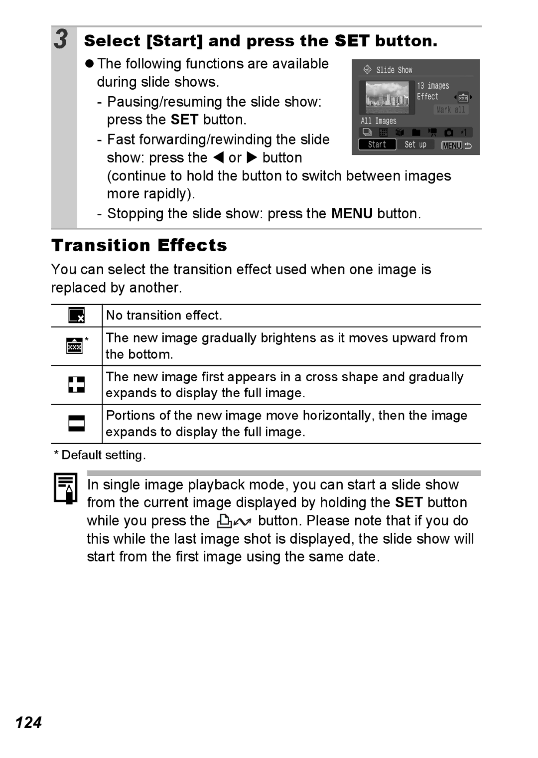 Canon S5 IS appendix Transition Effects, 124 