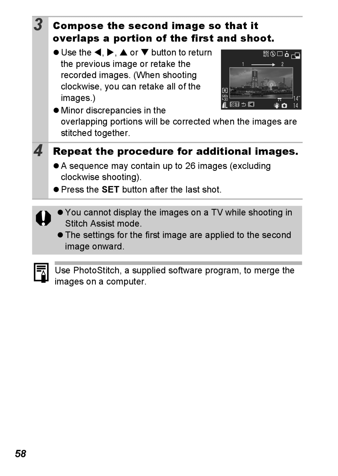 Canon S5 IS appendix Repeat the procedure for additional images 