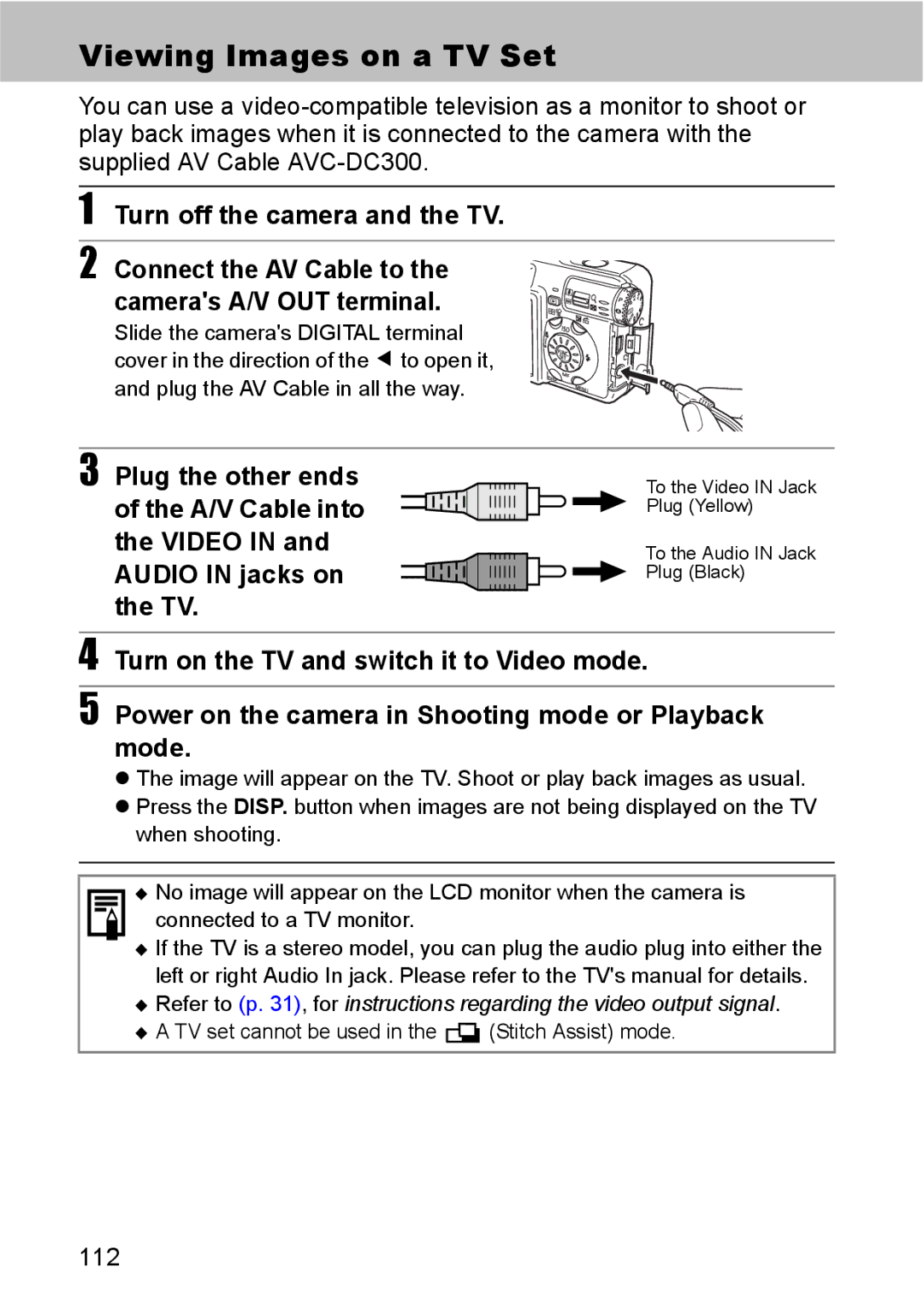 Canon S80 manual Viewing Images on a TV Set 