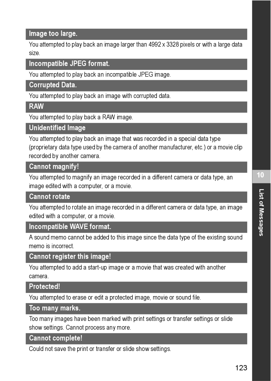 Canon S80 Image too large, Incompatible Jpeg format, Corrupted Data, Unidentified Image, Cannot magnify, Cannot rotate 