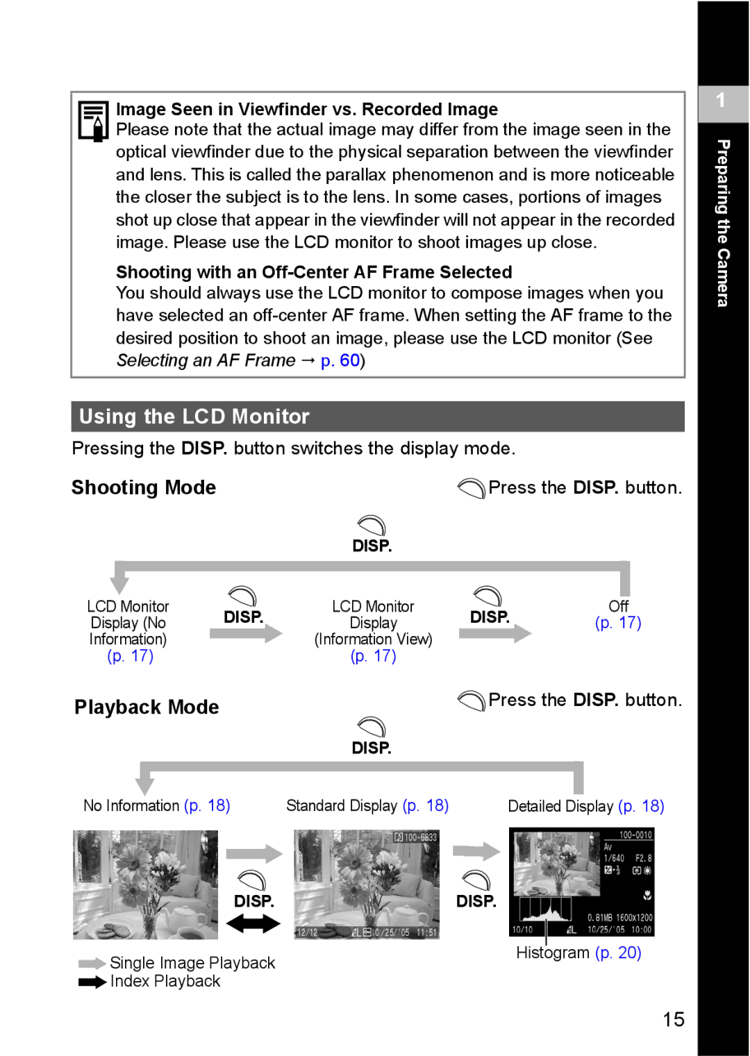 Canon S80 manual Using the LCD Monitor, Image Seen in Viewfinder vs. Recorded Image 