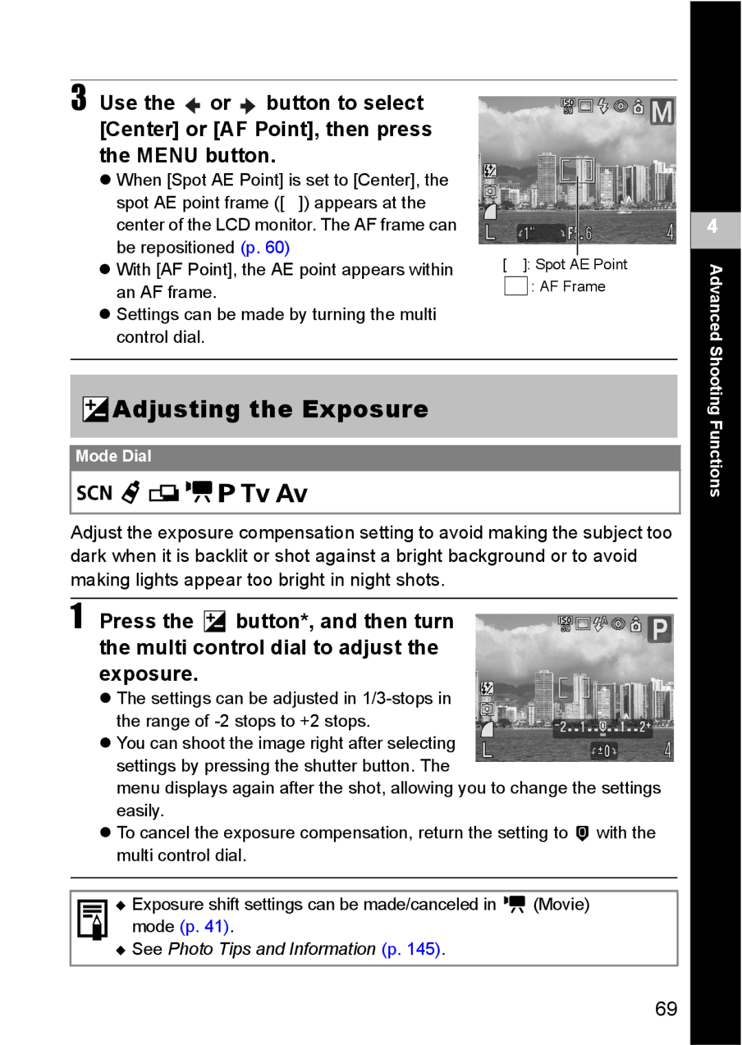 Canon S80 manual Adjusting the Exposure 