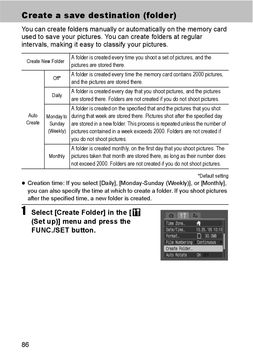 Canon S80 manual Create a save destination folder 