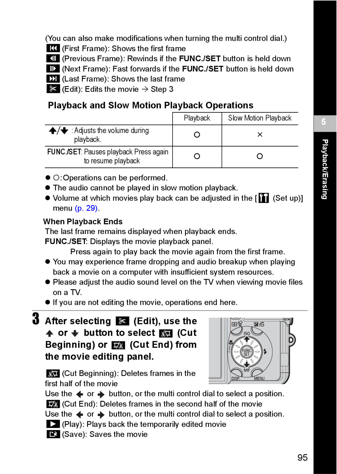 Canon S80 manual Playback and Slow Motion Playback Operations, When Playback Ends 