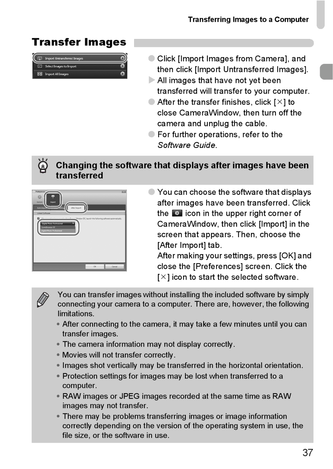 Canon S90 manual Transfer Images 