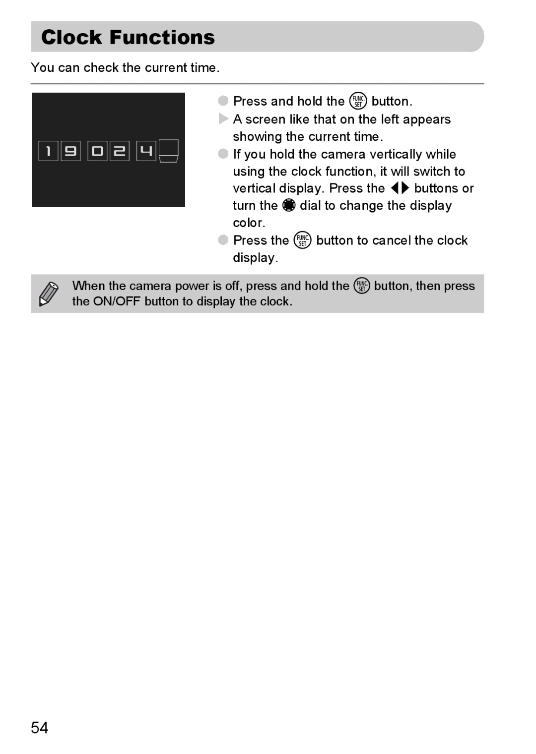 Canon S90 manual Clock Functions 