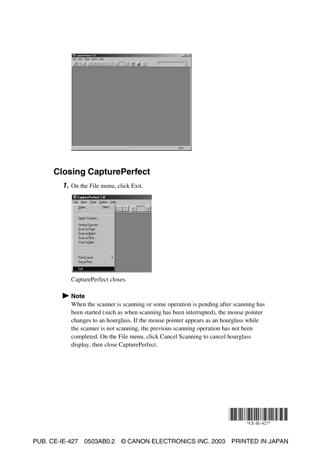 Canon Scanner setup guide Closing CapturePerfect 