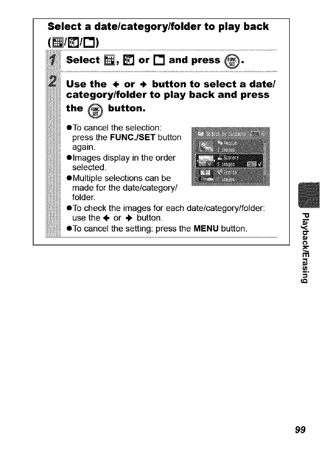 Canon SD850 IS manual Select a date/category/folder to play back @//11 