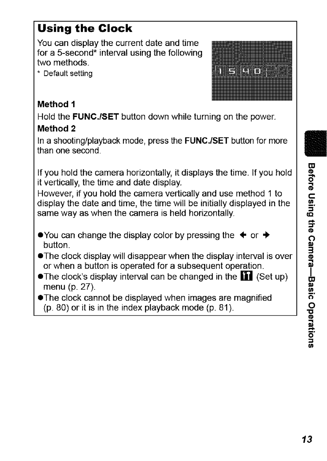 Canon SD850 IS manual Using the Clock 