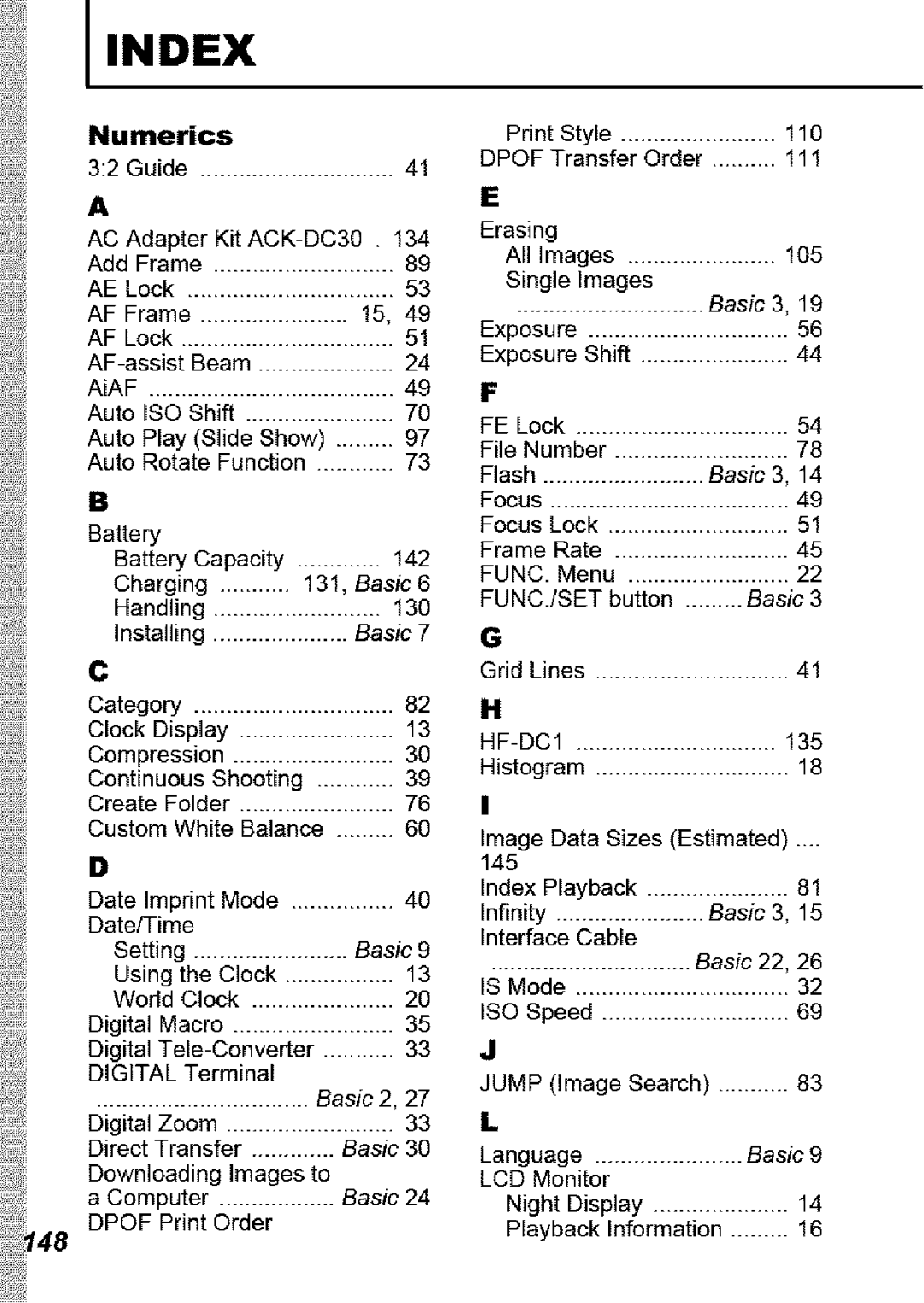 Canon SD850 IS manual Index, Numerics 