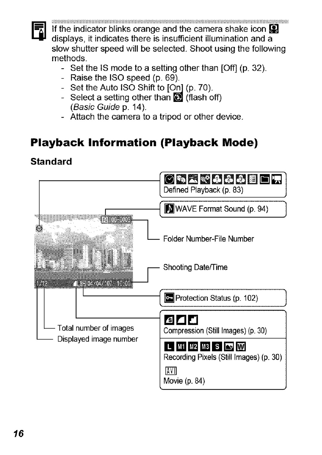 Canon SD850 IS manual HwAwFormatSound/P94, Playback Information Playback Mode Standard 