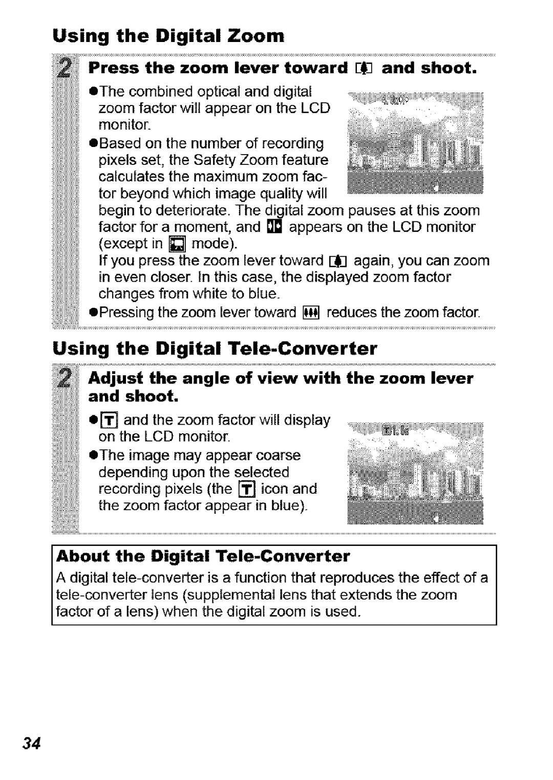 Canon SD850 IS manual Using the Digital Zoom Using the Digital Tele-Converter, About the Digital Tele-Converter 