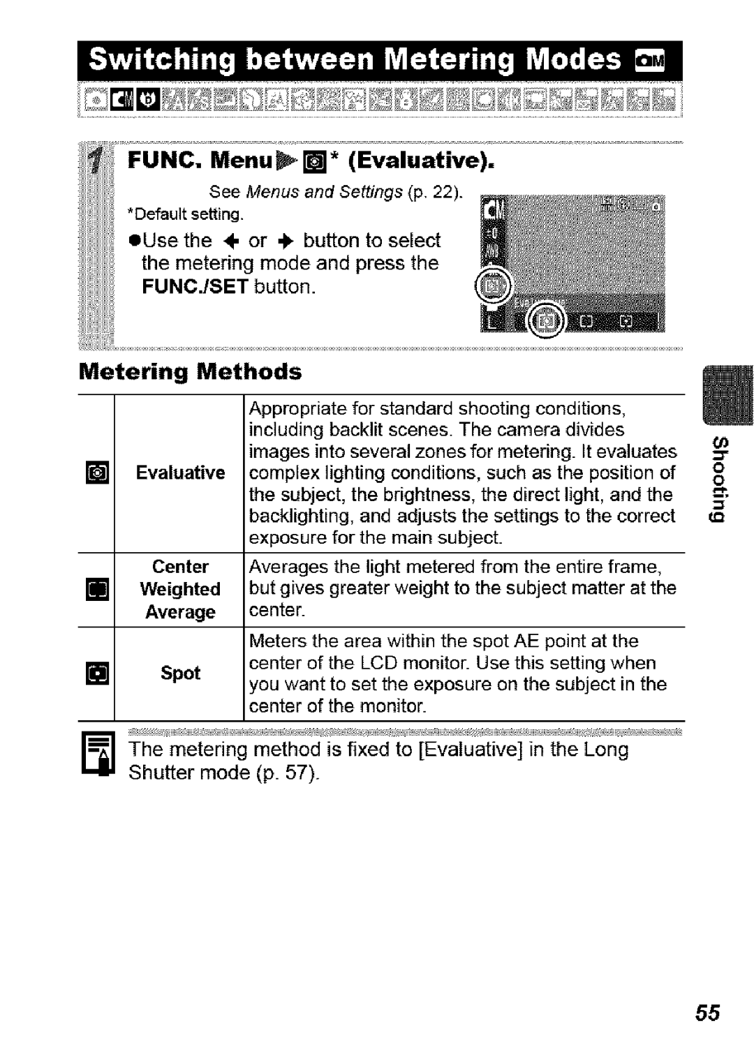 Canon SD850 IS manual Metering Methods, Spot 