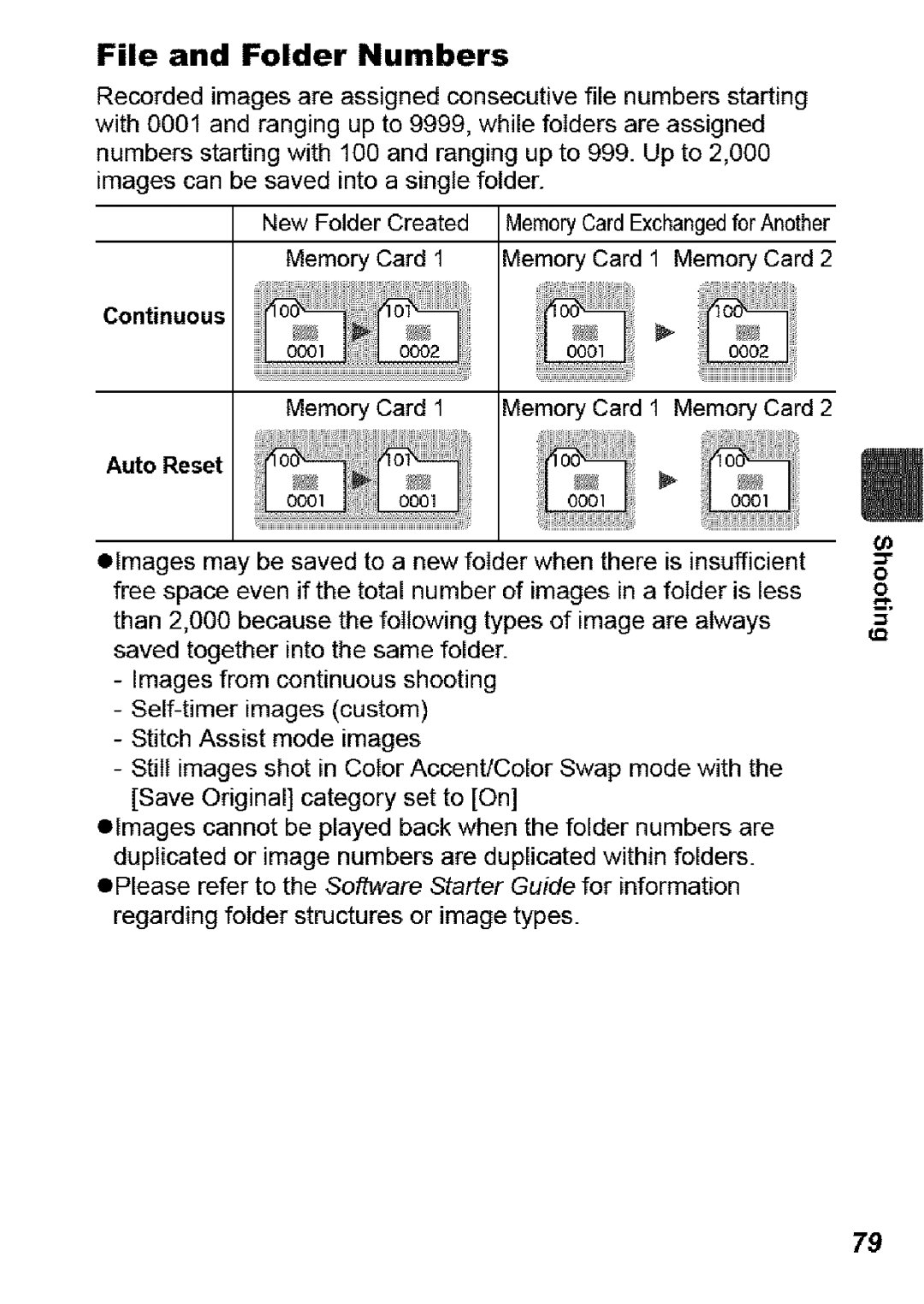 Canon SD850 IS manual File and Folder Numbers, Auto Reset 