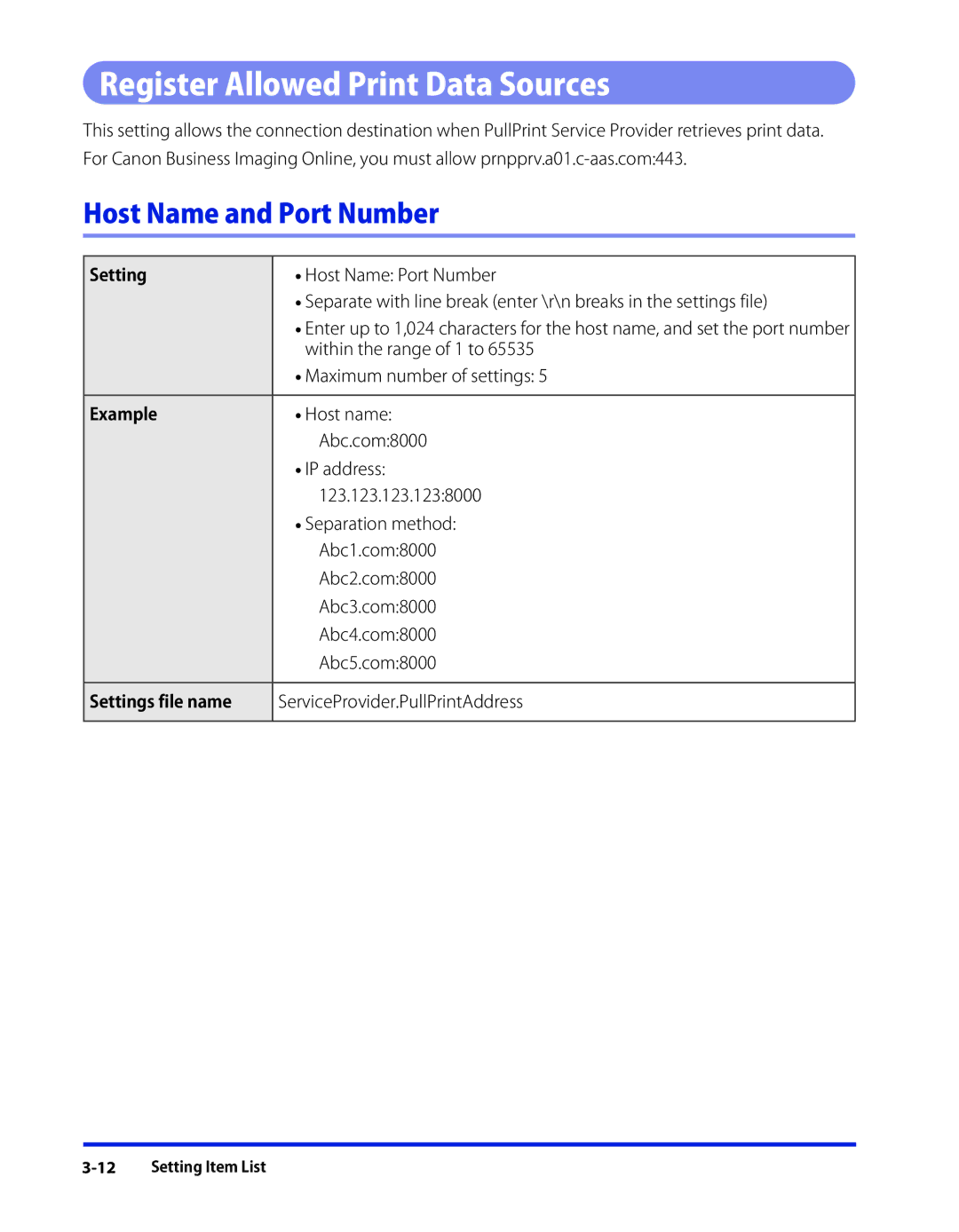 Canon SE-IE-1359-V2 manual Register Allowed Print Data Sources 