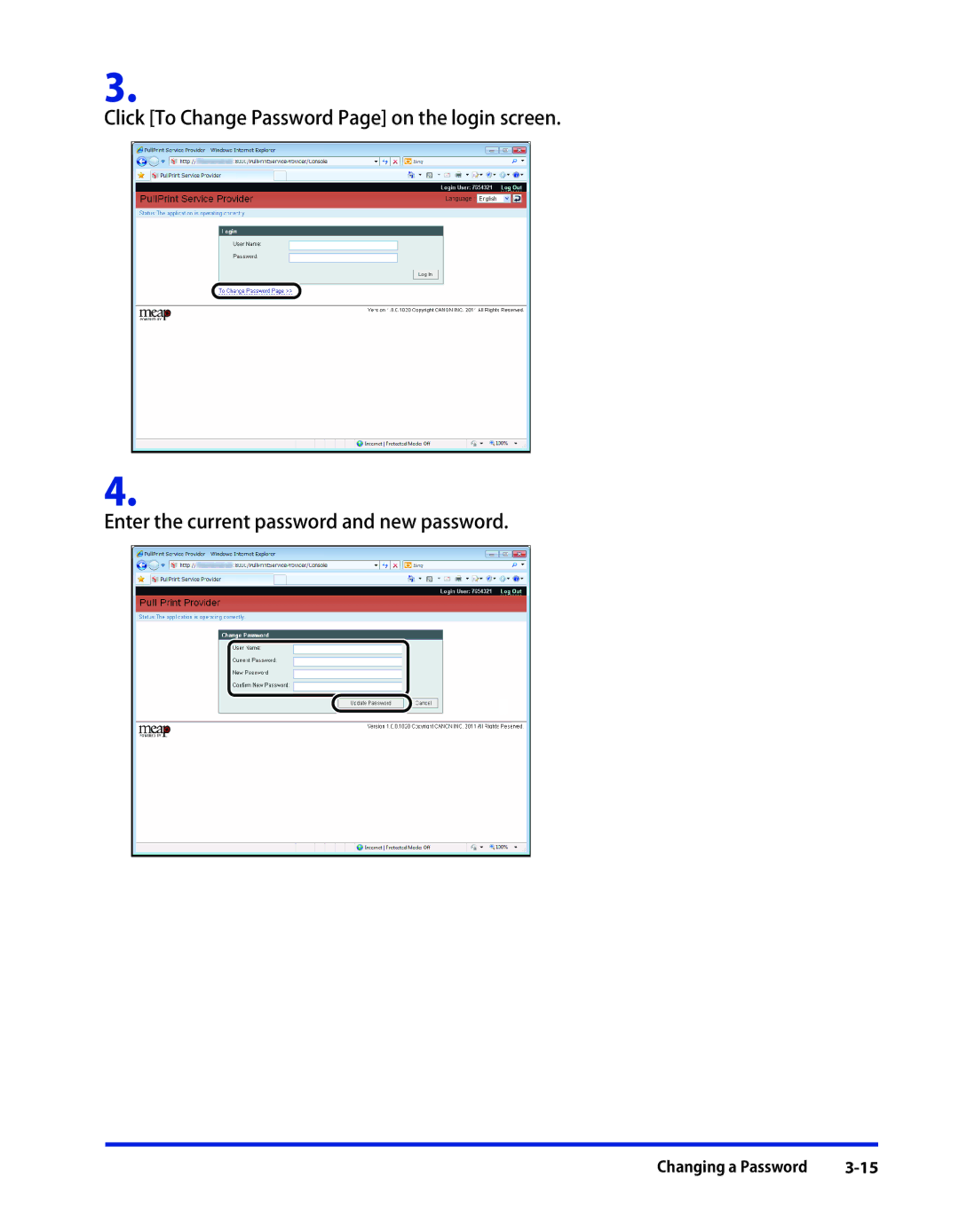 Canon SE-IE-1359-V2 manual Changing a Password 