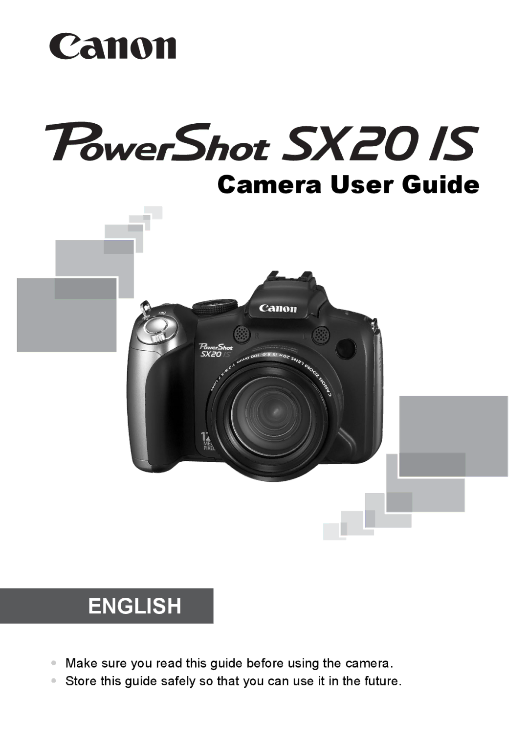 Canon SX20 IS manual Camera User Guide 