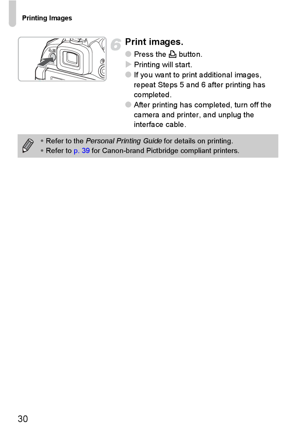 Canon SX20 IS manual Print images, Printing Images 