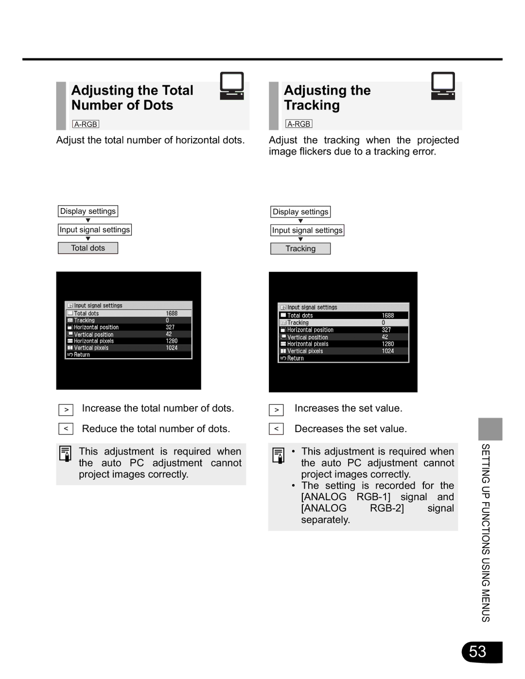 Canon SX20 manual Adjusting the Total Number of Dots Tracking 