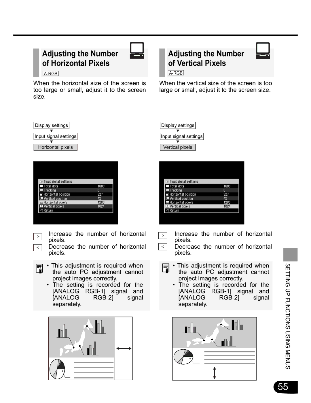 Canon SX20 manual Adjusting the Number Horizontal Pixels Vertical Pixels 