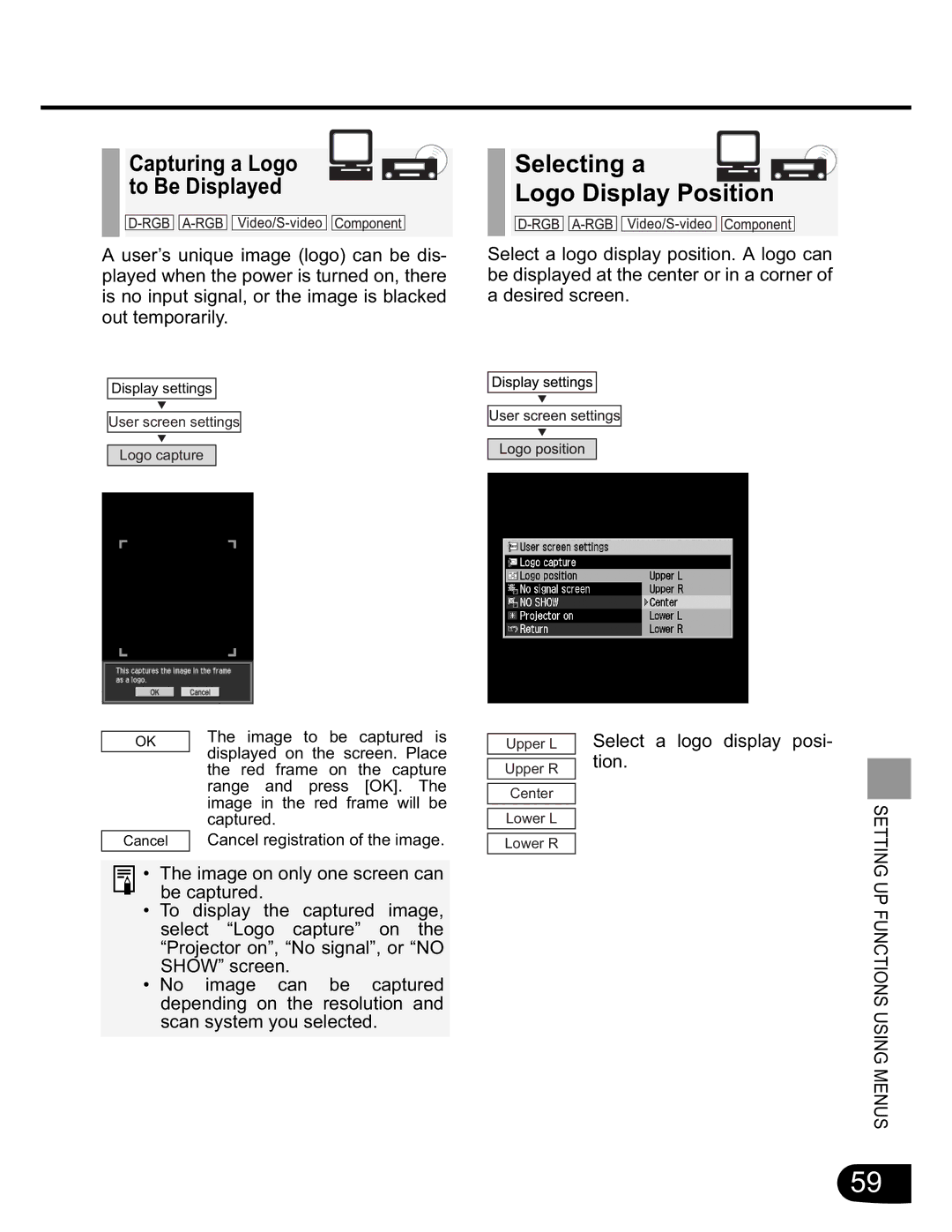 Canon SX20 manual Selecting a Logo Display Position 