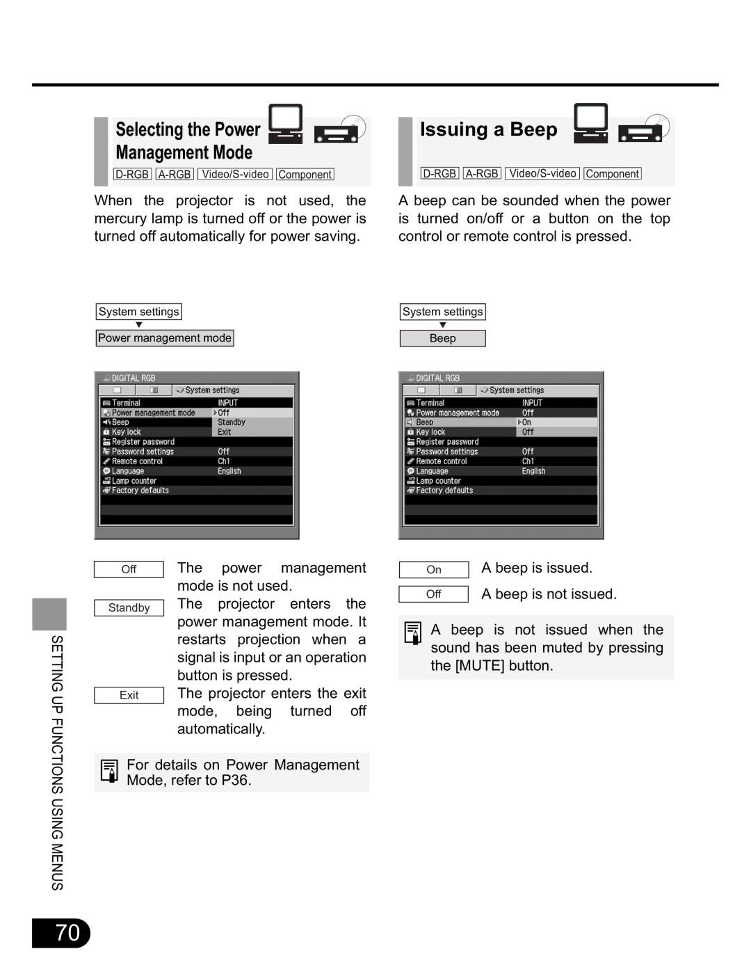 Canon SX20 manual Selecting the Power Issuing a Beep Management Mode 