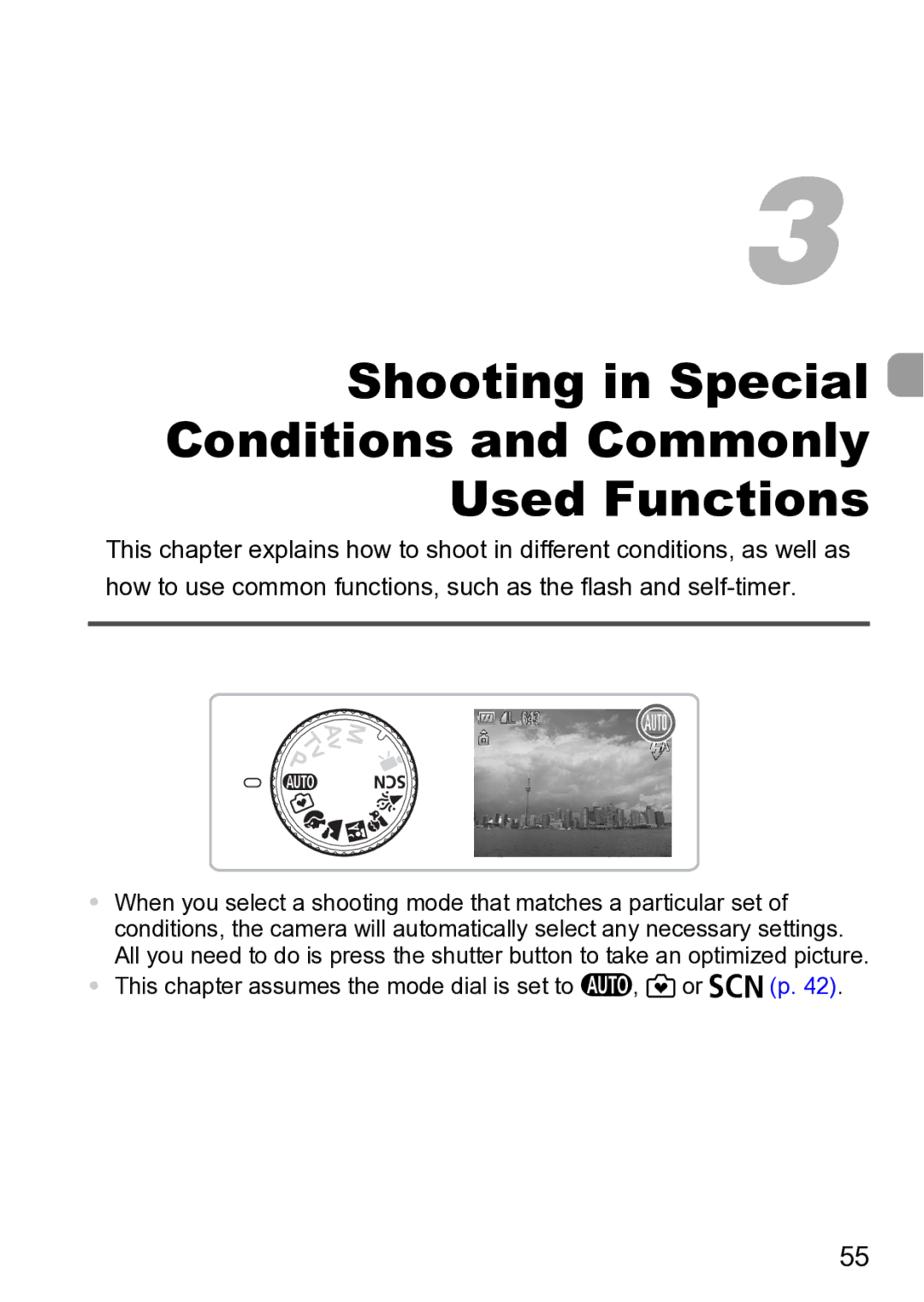 Canon Sx200 Is manual Shooting in Special Conditions and Commonly Used Functions 