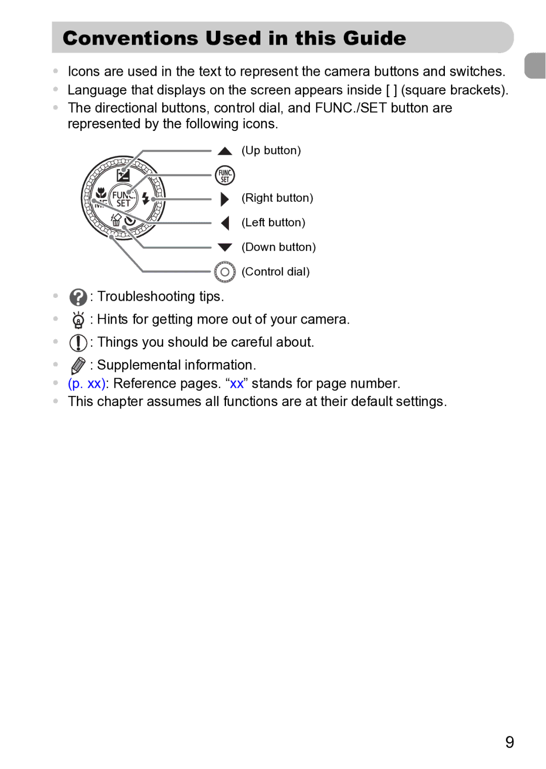 Canon Sx200 Is manual Conventions Used in this Guide 