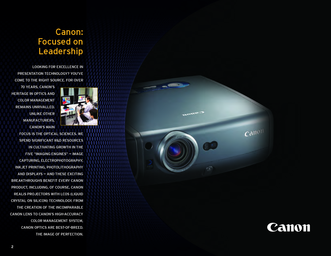 Canon WUX10 Mark II, SX7 Mark II D manual Canon Focused on Leadership 