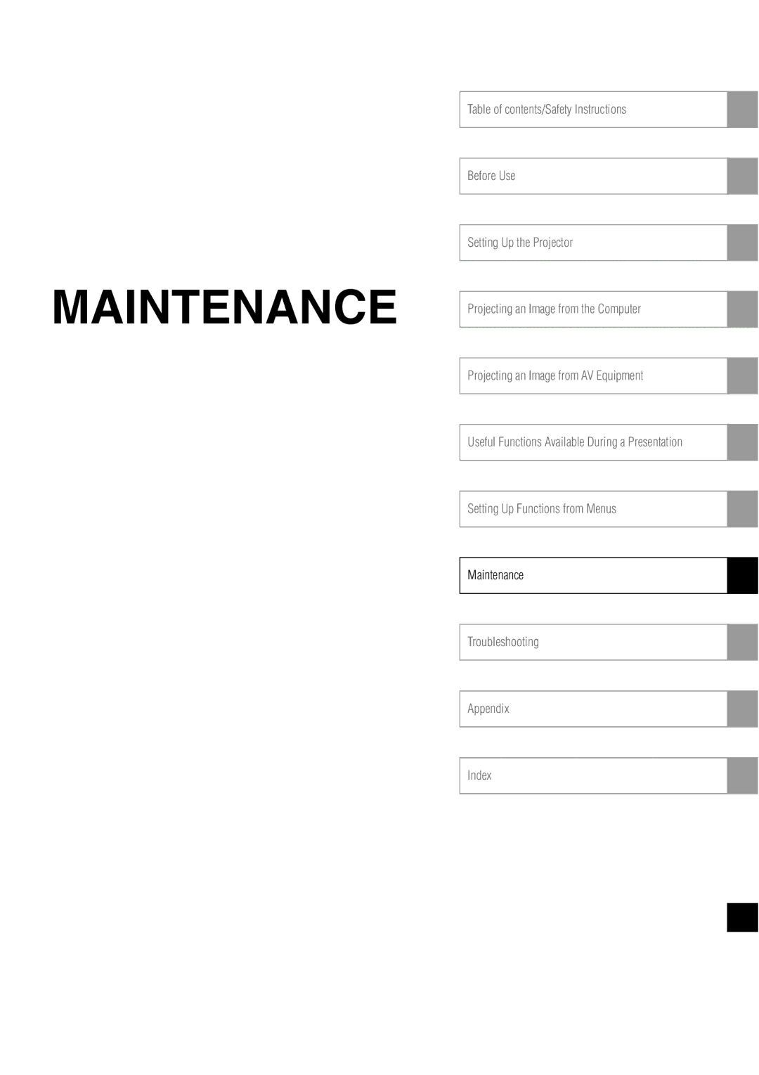 Canon X700, SX7 manual Maintenance 