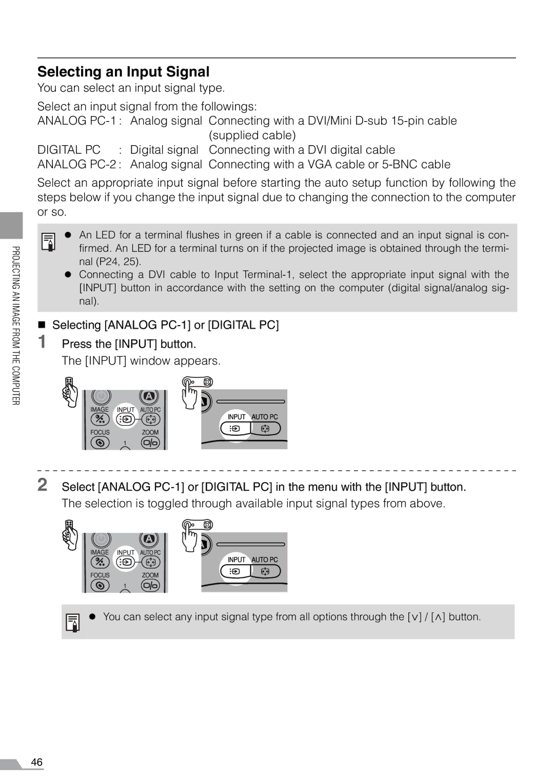 Canon SX7, X700 manual Selecting an Input Signal 