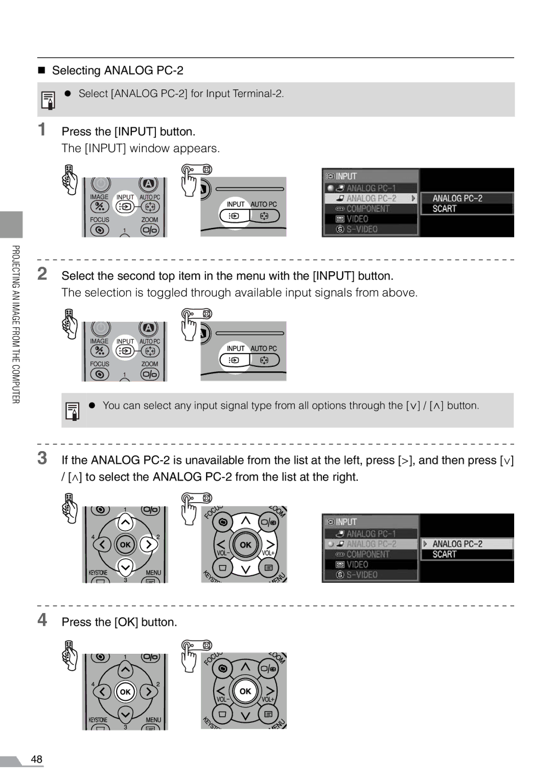 Canon SX7, X700 manual „ Selecting Analog PC-2 